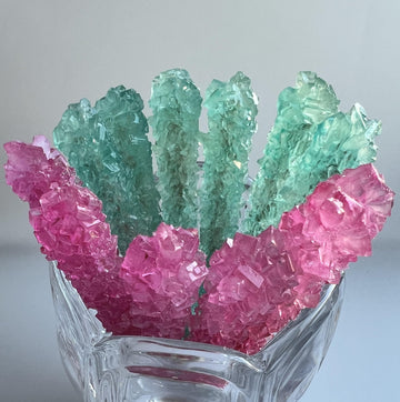 Classic Rock Candy Sticks, Sugar Rock Crystal Lollipops, Individually Wrapped (Pack Of 12, Gender Reveal (Pink Cherry & Baby Blu