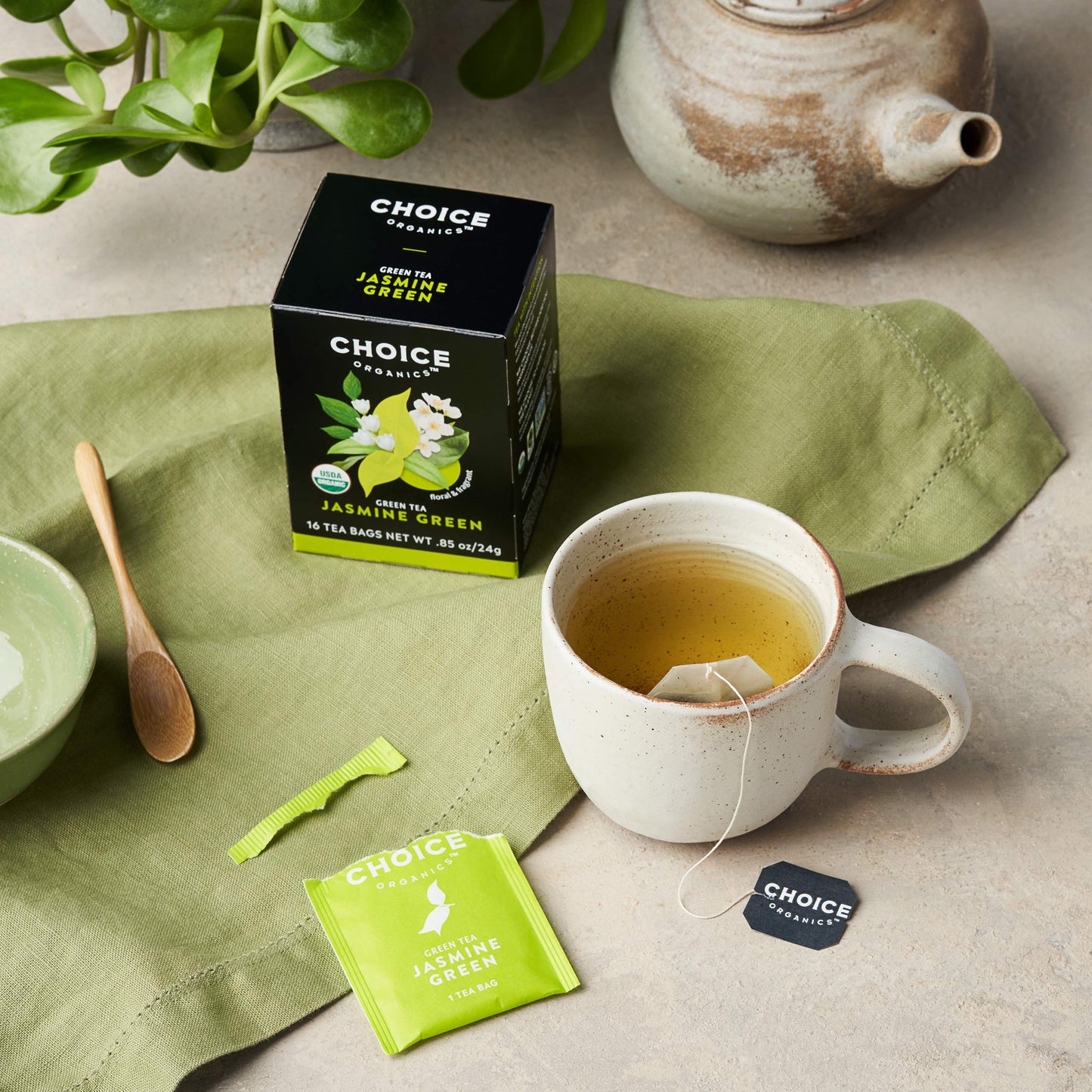 Choice Organic Teas Organic Jasmine Green Tea - 96 Tea Bags - Fair Trade - 16 Count (Pack of 6) - Contains Caffeine