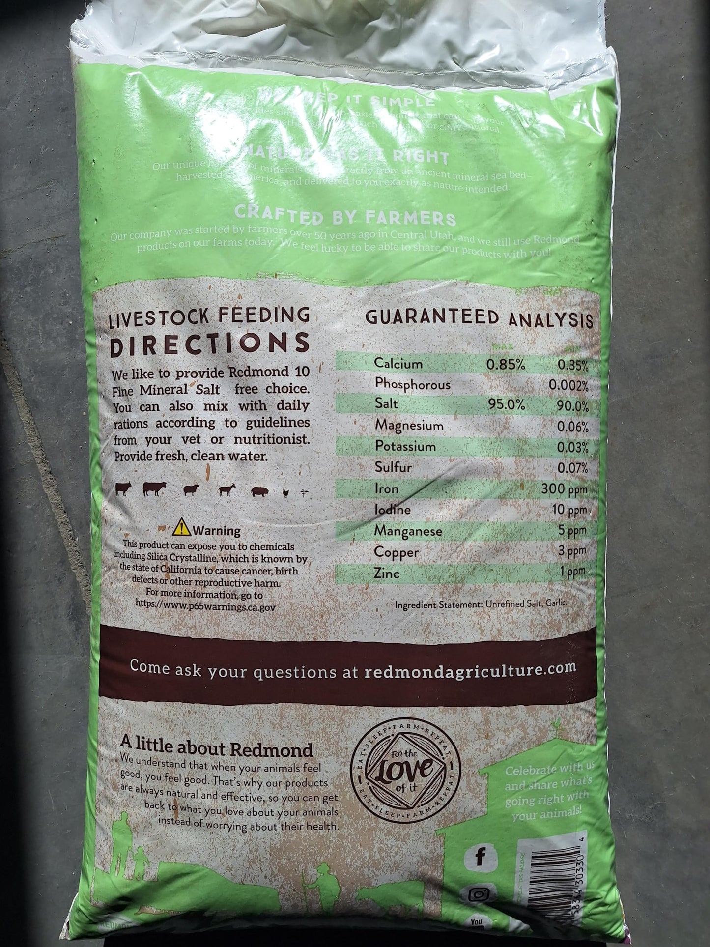 Oldstar Redmond Trace Mineral Salt with Garlic, 50 lbs, 800 Ounce, Ideal for Cooking and Seasoning
