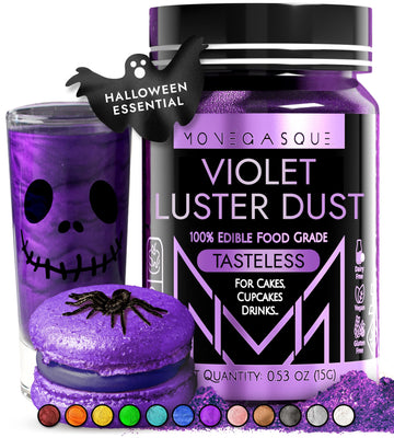 Mon  Gasque Violet Purple Luster Dust Edible Glitter For Cocktails 15G - Premium Purple Edible Glitter For Halloween Cake - Purp