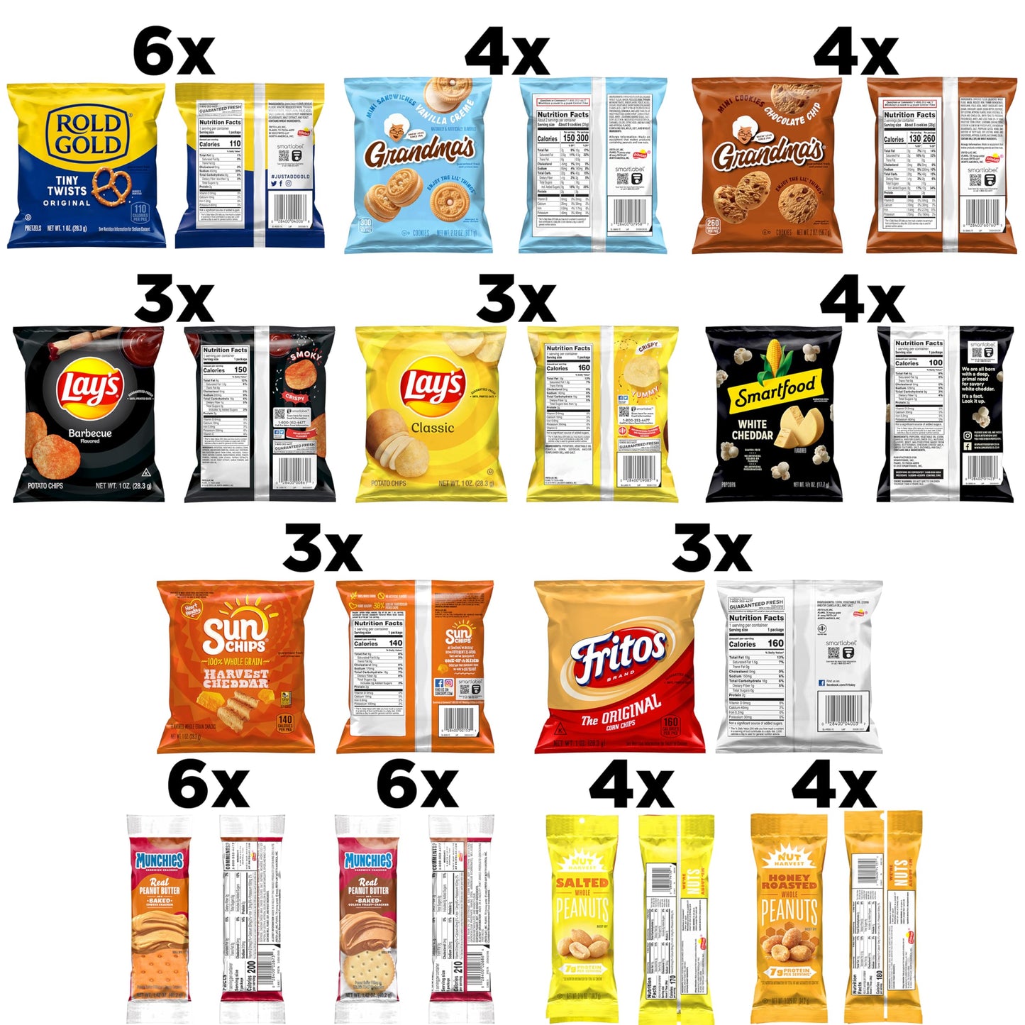 Frito Lay Sweet & Salty Snacks, Variety Mix Of Cookies, Crackers, Chips & Nuts, (Pack Of 50)