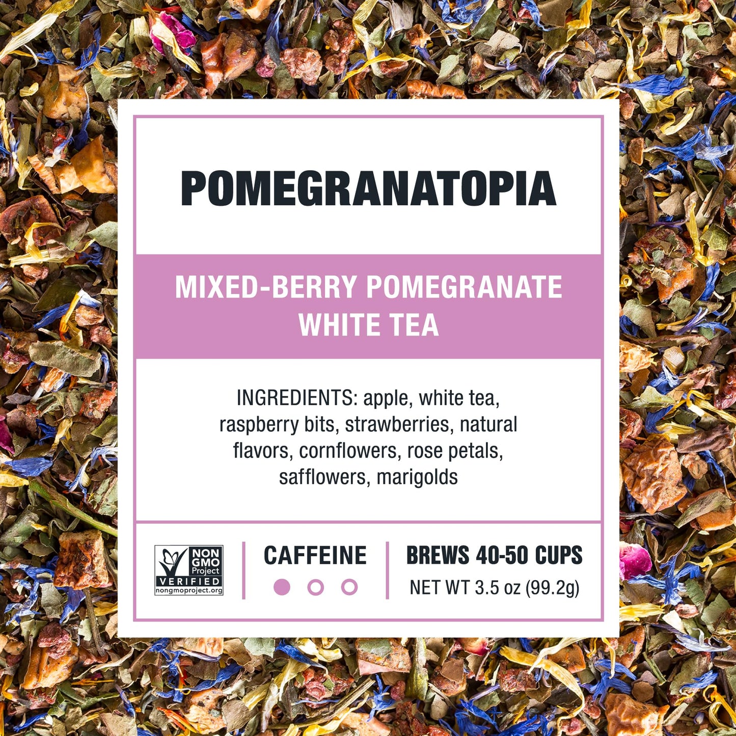 Tiesta Tea Pomegranatopia Premium Loose Leaf White Tea - 3.5 Oz Tin, Low-Caffeine Blend, Brews Up to 50 Cups