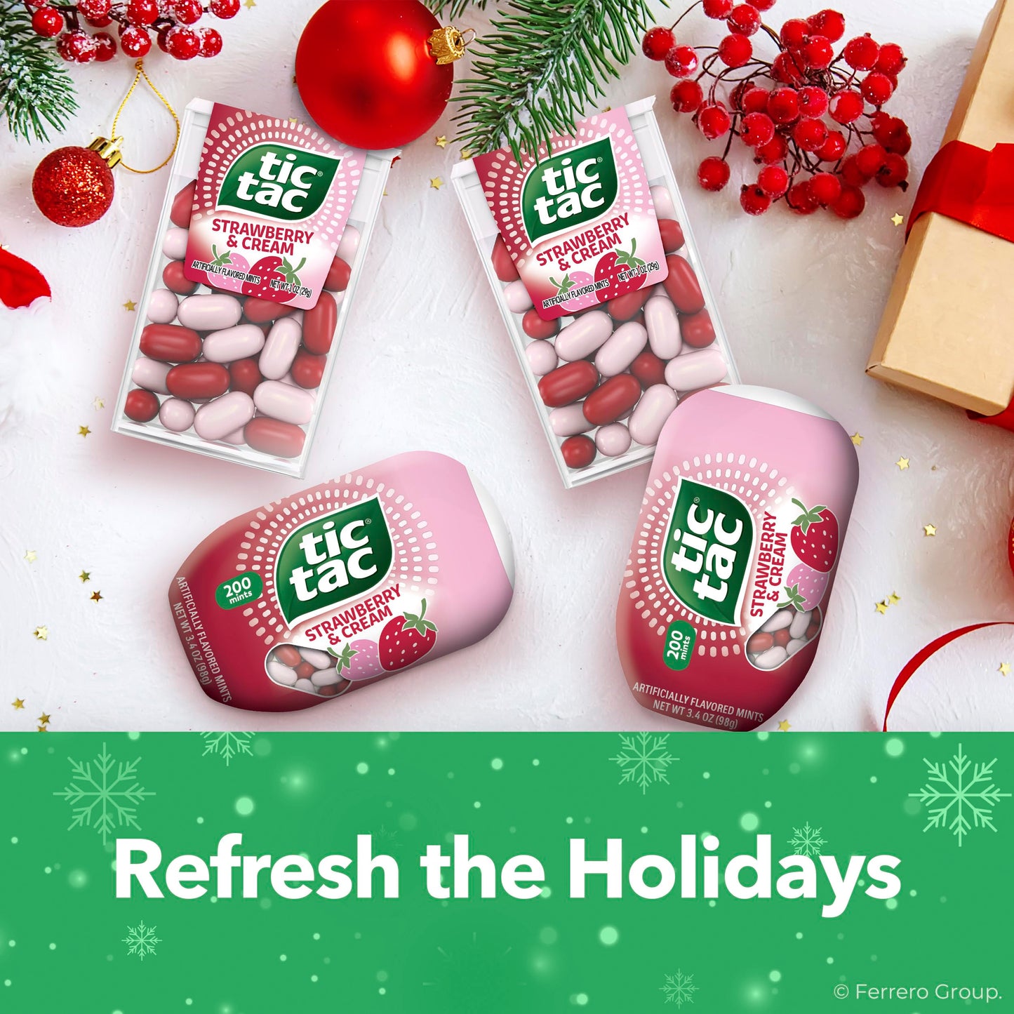 Tic Tac Strawberry & Cream Mints, Bulk 12 Pack, On-The-Go Refreshment, 1 oz Each