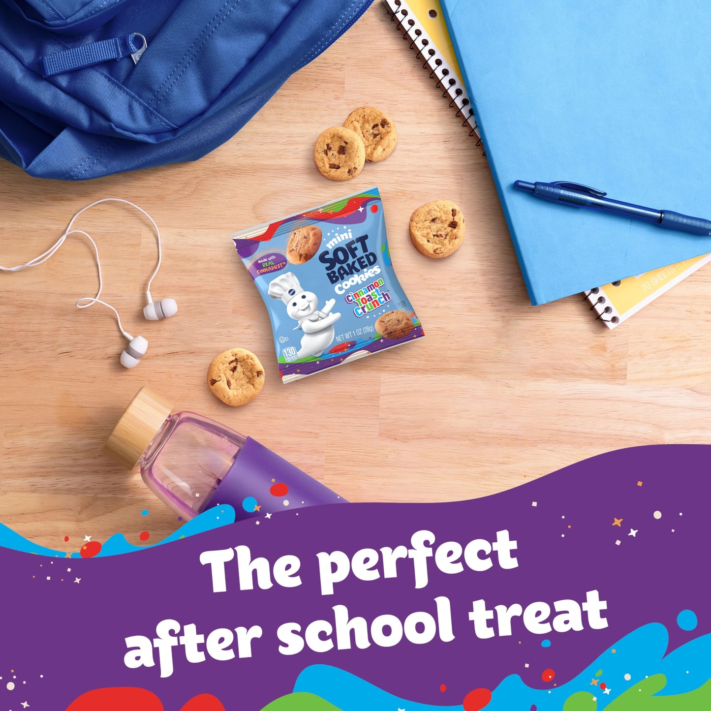 Pillsbury Mini Soft Baked Cookies, Cinnamon Toast Crunch, Made With Cinnadust, Snack Bags, 10 Ct