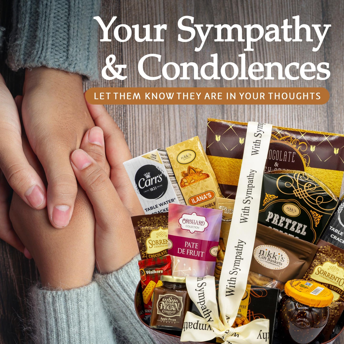 With Sincere Sympathy Condolence Gift Basket For Loss Of A Loved One, Gourmet & Elegantly Arranged Funeral Basket, Dark Copper B