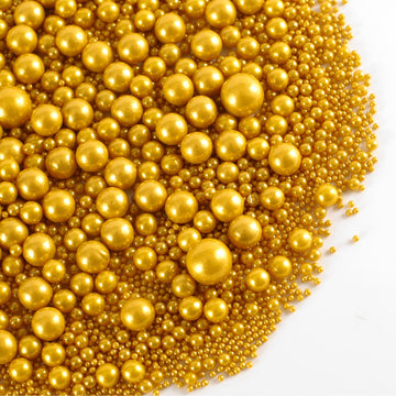 Kasvan Gold Pearl Sugar Sprinkles - Edible Candy Pearls 130G/4.58 Oz, Mix Size, Baking Cake Decorations, Ice Cream Toppings And