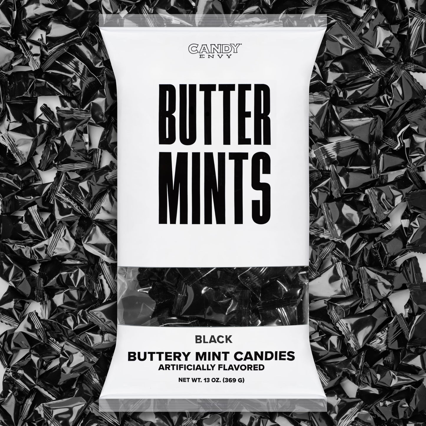 Candy Envy - Black Wrapped Buttermints - 13 oz. Bag - 100 Individually Wrapped Candy Mints