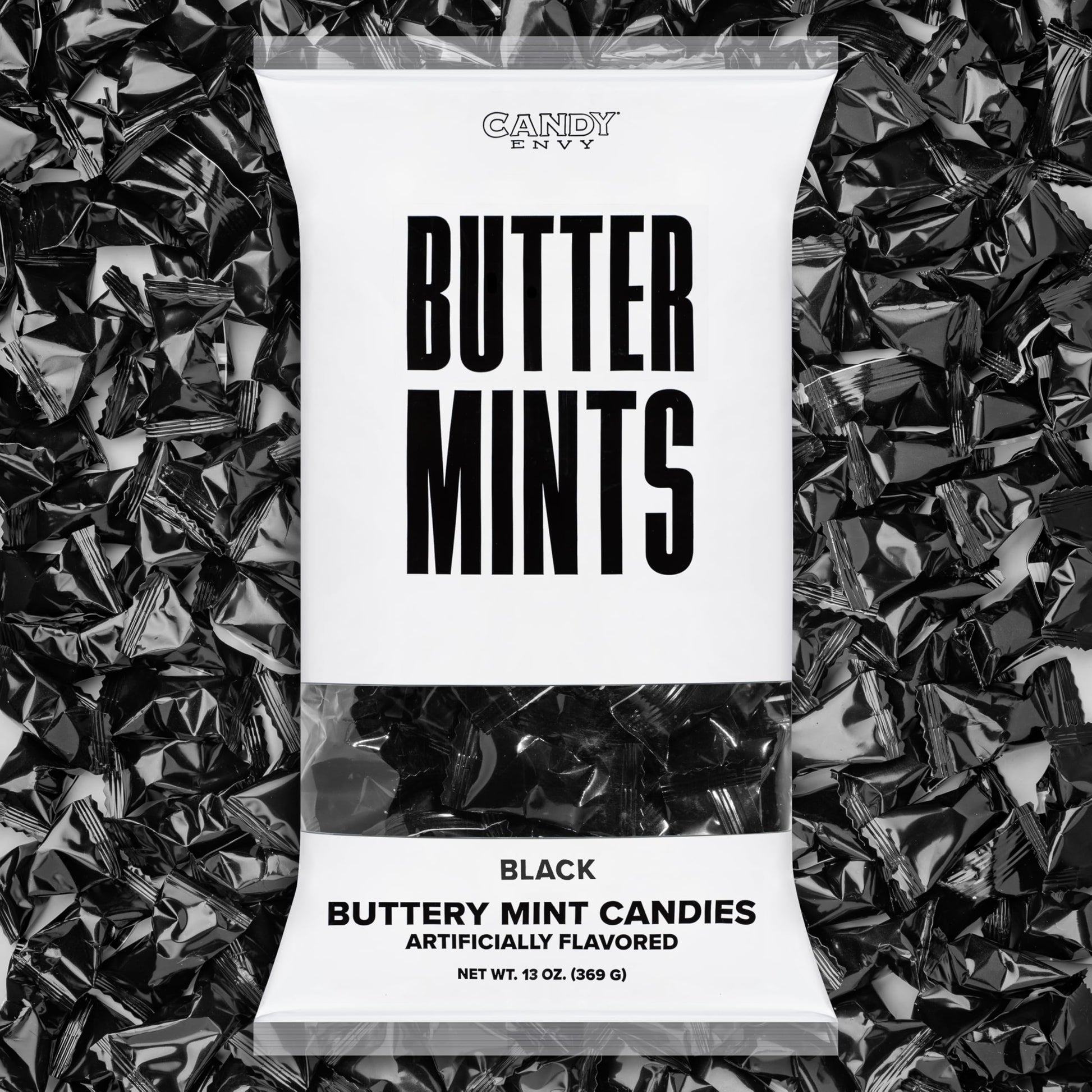 Candy Envy - Black Wrapped Buttermints - 13 oz. Bag - 100 Individually Wrapped Candy Mints