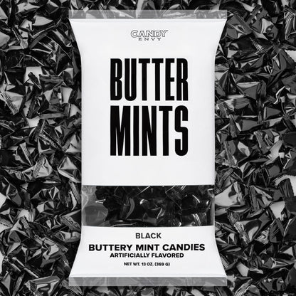 Candy Envy - Black Wrapped Buttermints - 13 oz. Bag - 100 Individually Wrapped Candy Mints