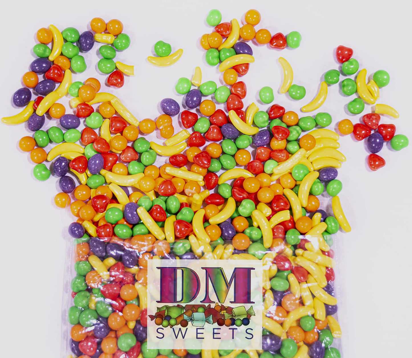 Fresh Assorted Orange Banana Strawberry Grape Green Apple Sweet Hard Crunchy Candy - 1.5 lbs