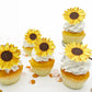 Sugar Robot Edible Sunflowers Cake Decorations - Large 2.5 - Set of 12 - Yellow