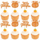 ZHUOWEISM 24 PCS Pumpkin Cupcake Toppers, Orange Glitter, Paper, Fall Harvest Theme, Cake Decoration for Thanksgiving, Baby Shower, Birthday Party