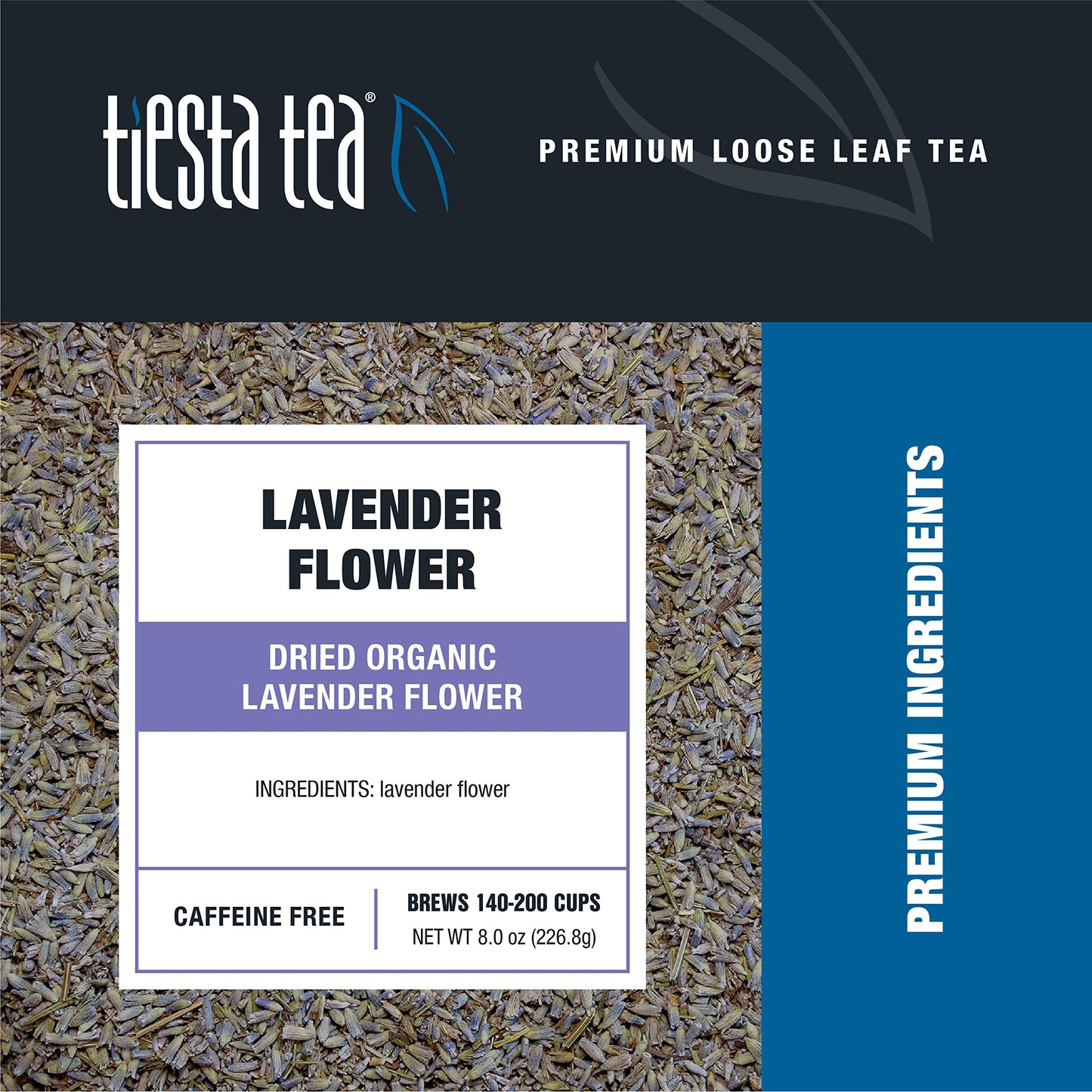 Tiesta Tea Dried Organic Lavender Flower Loose Leaf Non-Caffeinated Blend Bulk Pouch - 200 Cups