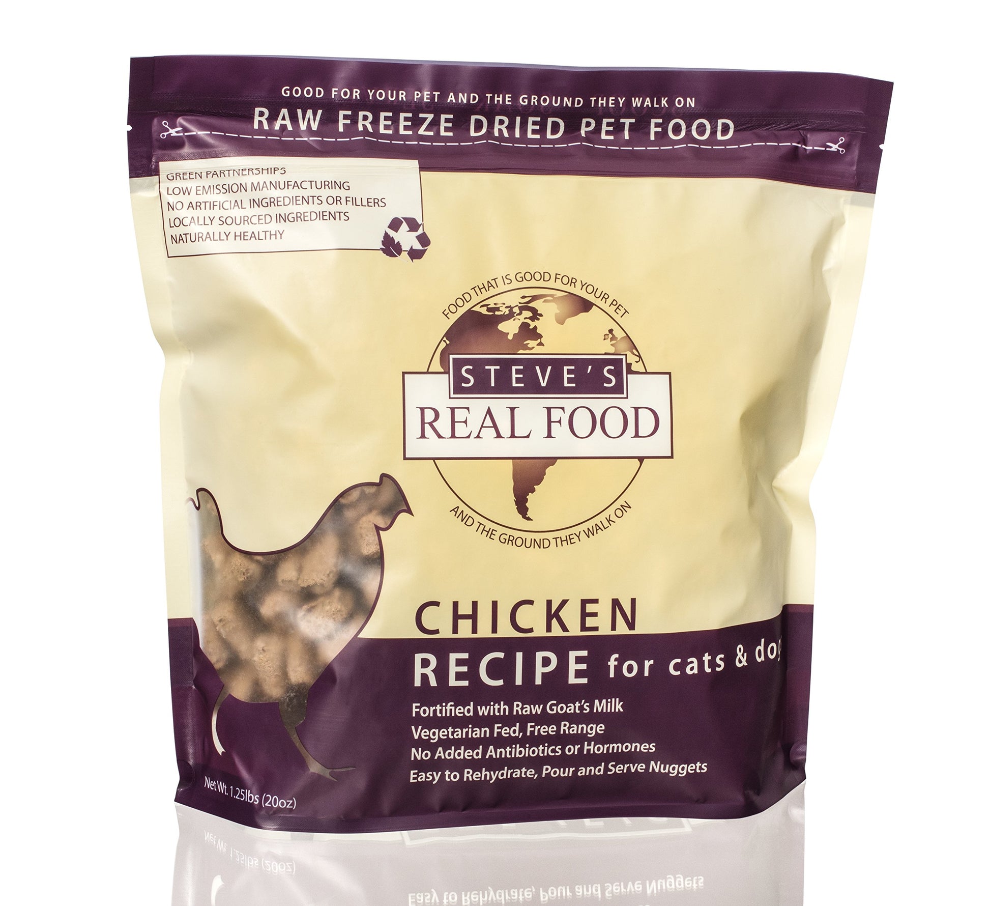 Steves Real Food Freeze-Dried Raw Nuggets for Dogs, Chicken Flavor, 1.25 lb