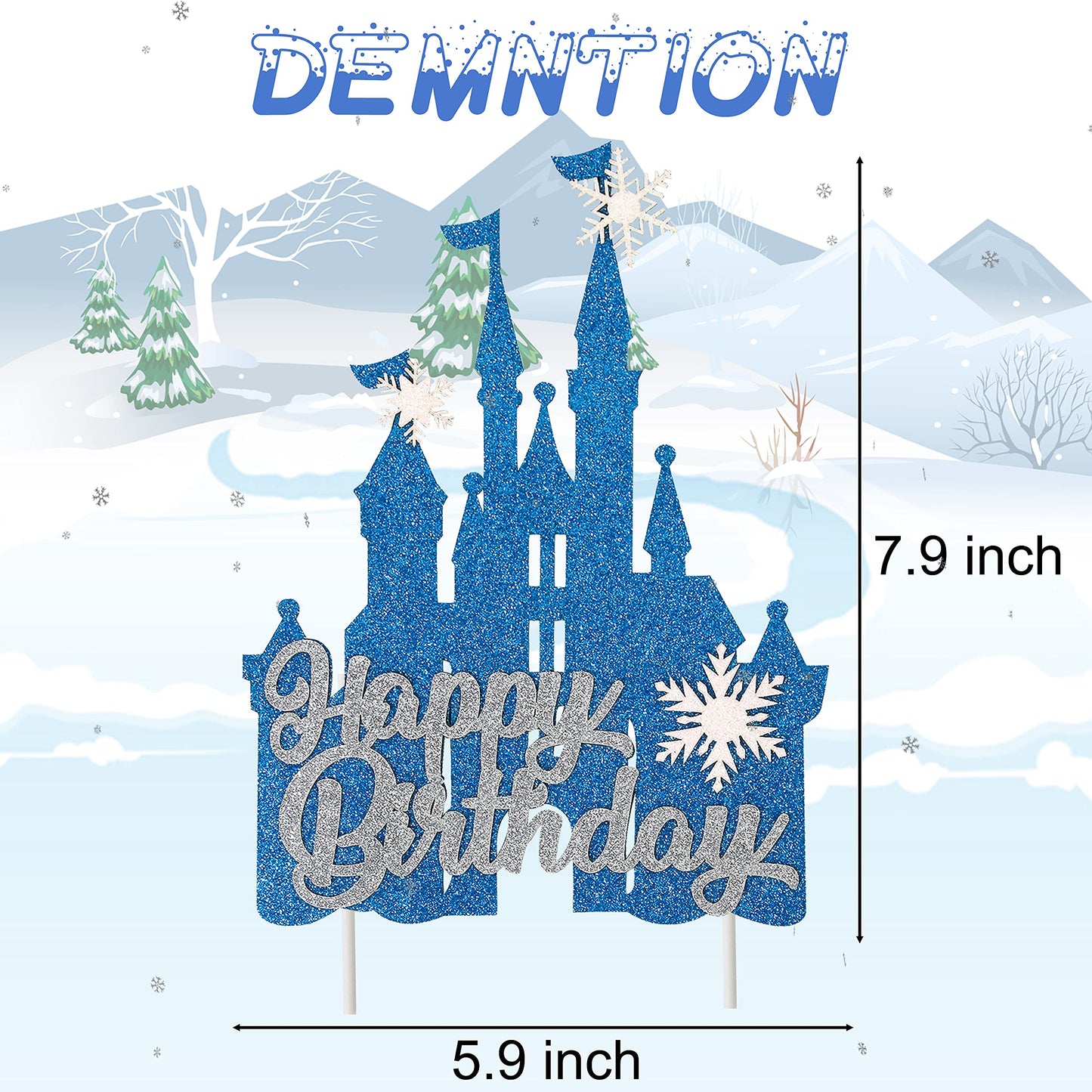 Frozen Castle Birthday Cake Topper Decoration Snowflake Frozen Theme Castle Cake Topper For Winter Wonderland Christmas Party Su