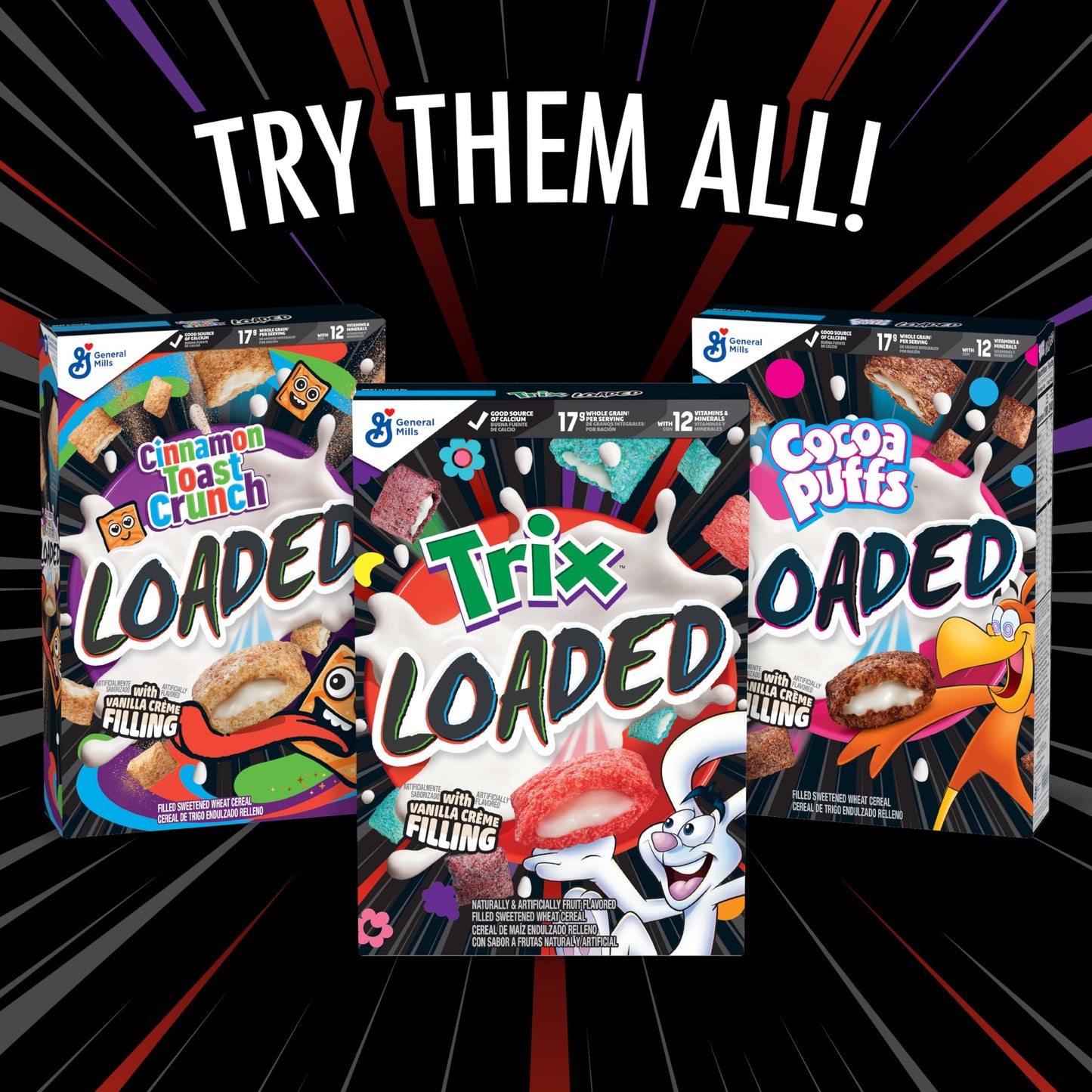 Cinnamon Toast Crunch Loaded Cereal, Cinnamon Sugar with Vanilla Crème Filling, 13 oz, Whole Grain