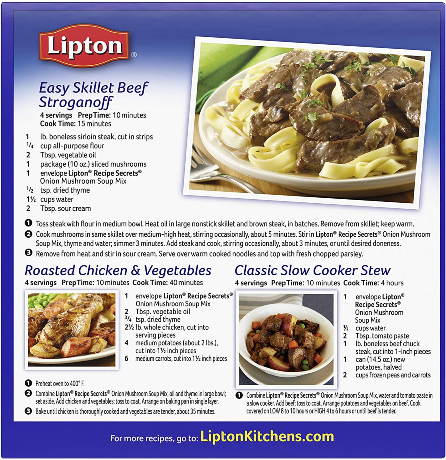 LIPTON RECIPE SECRETS DRY SOUP MIX ONION MUSHROOM 2 CT PER BOX