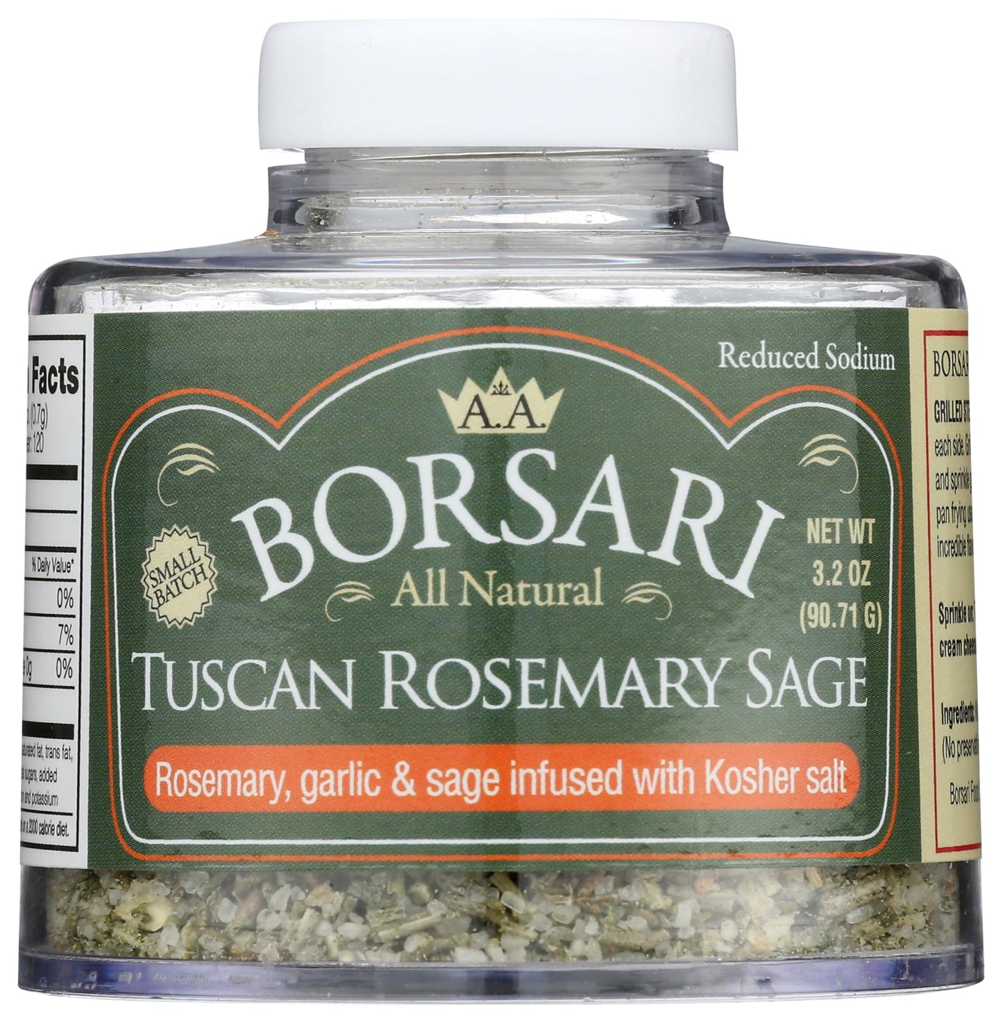 Borsari Tuscan Rosemary Sage Seasoning Salt, 3.2 Oz