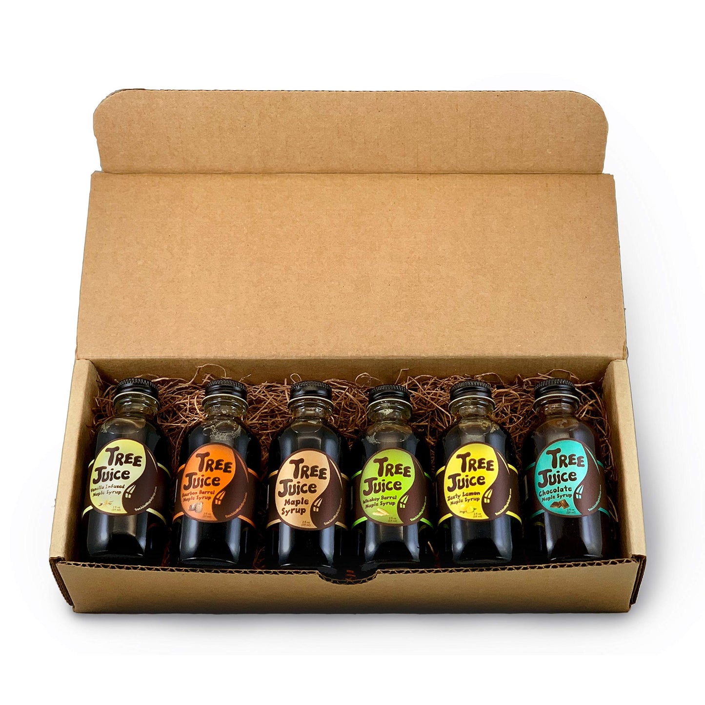Tree Juice Maple Syrup Gift Box - 6 Pack of 2 Fl Oz Bottles - Ideal for Birthdays, Corporate Gifts, and Holidays