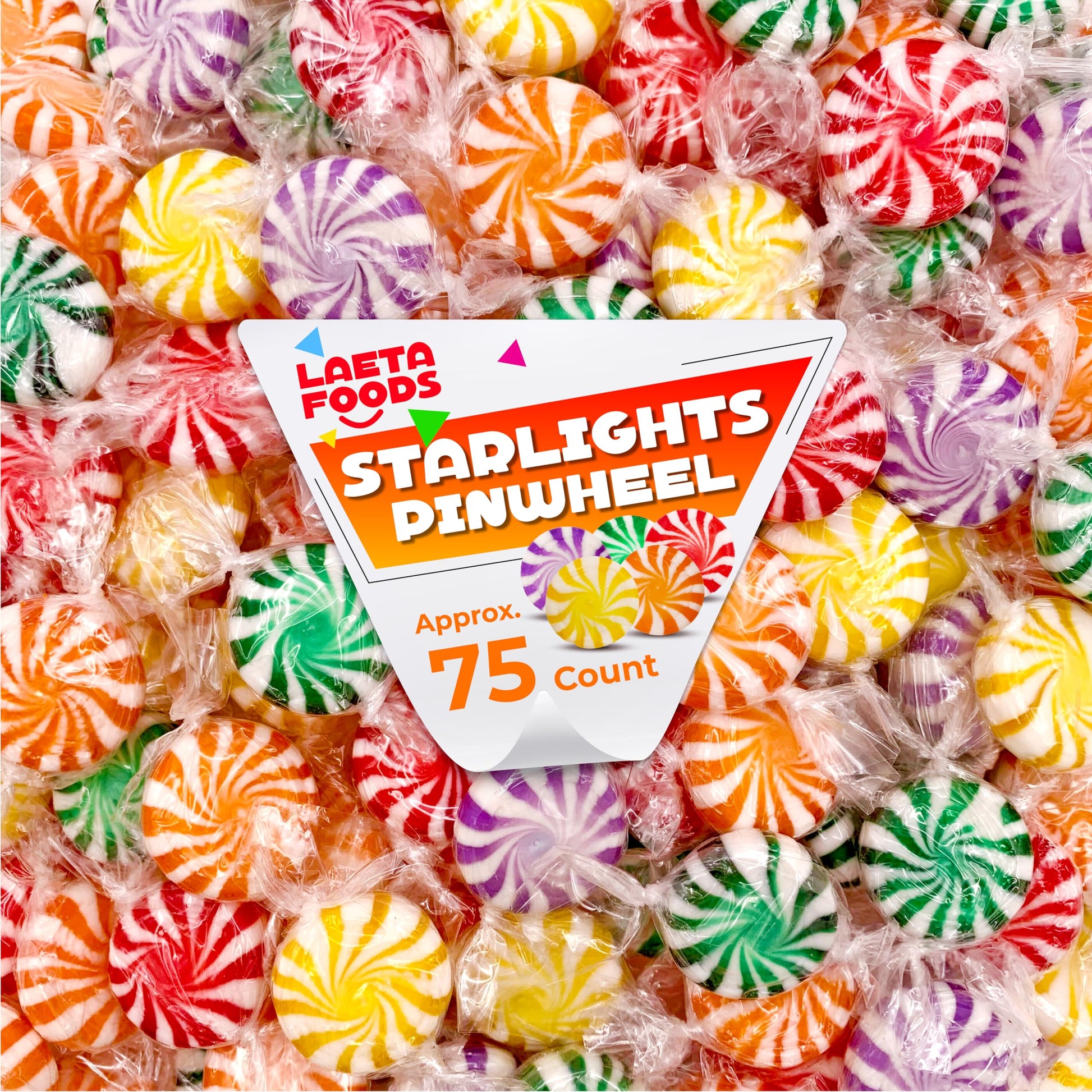Pinwheel Starlights Hard Candy | 1 Pound Bag - Approx. 75 Count | Assorted Fruit Flavors