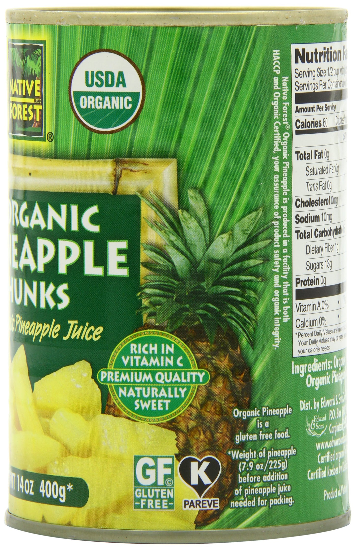 Native Forest Pineapple Organic Chunks, 14-Ounce (Pack Of 6)