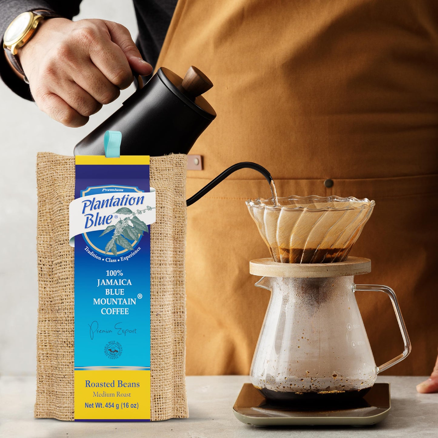 Plantation Blue 100% Jamaica Blue Mountain Coffee Medium Roasted Whole Beans (16Oz)