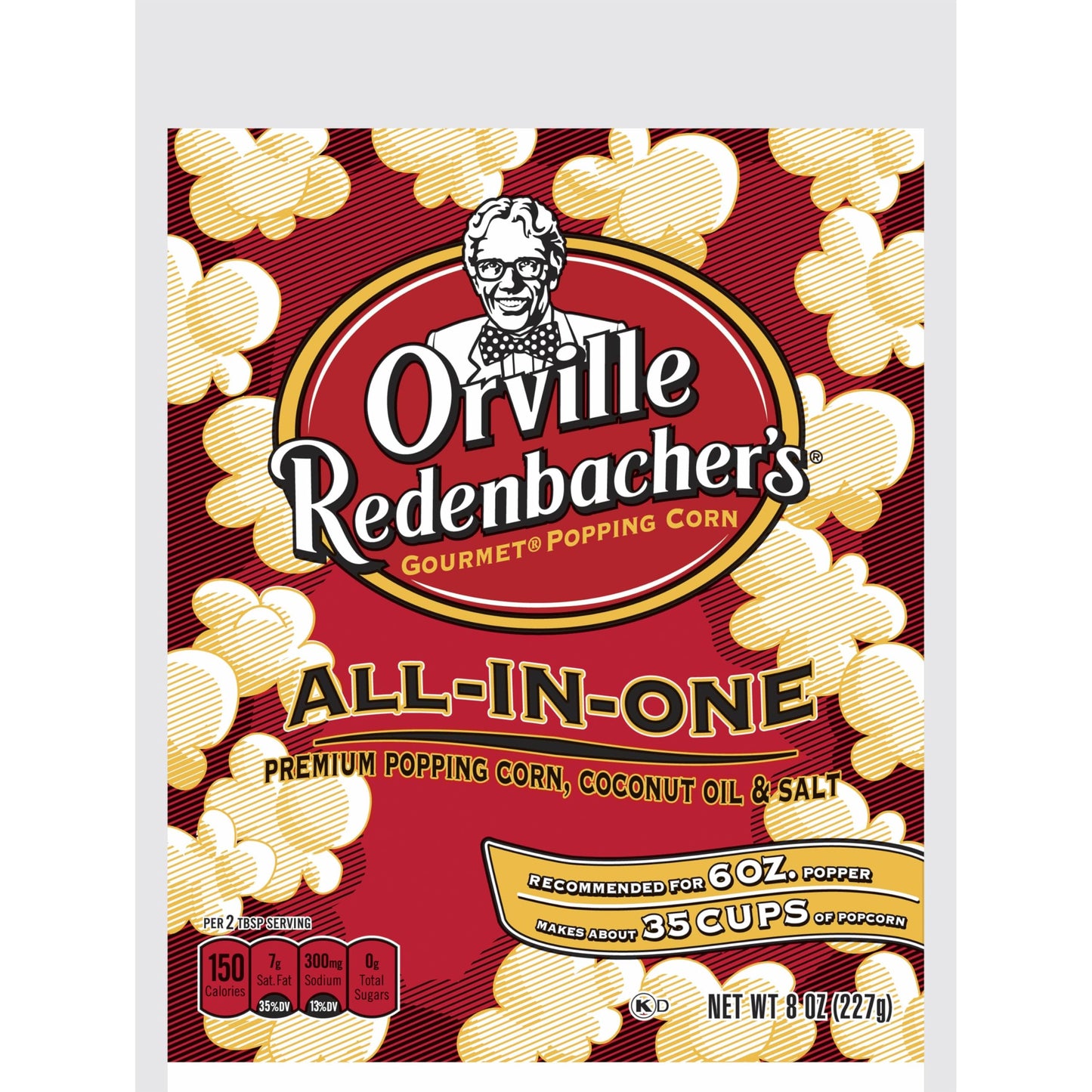 Orville Redenbachers All-In-One Popcorn Kit  with Kernels  Coconut Oil & Salt  for 6oz. Popcorn Machine  8oz. (Pack of 36)