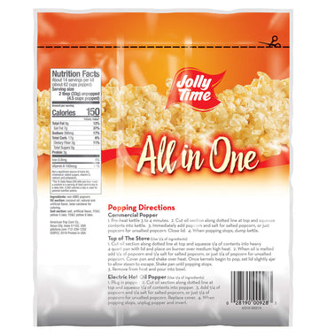 Jolly Time All In One Popcorn Kit, Portion Packets With Kernels, Oil And Salt For Movie Theater Or Air Popper Machines (18 Pack,