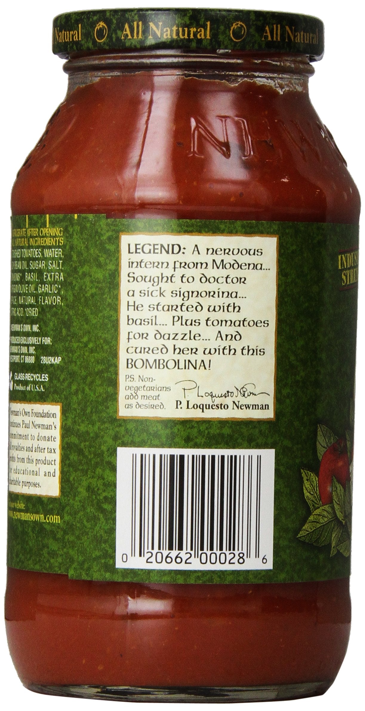 Newman's Own Tomato & Basil Pasta Sauce, 24 oz