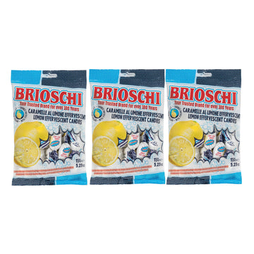 Brioschi Lemon Flavored Effervescent Fizzy Digestive Italian Candies 5.29 Oz (Pack Of 3) Bags