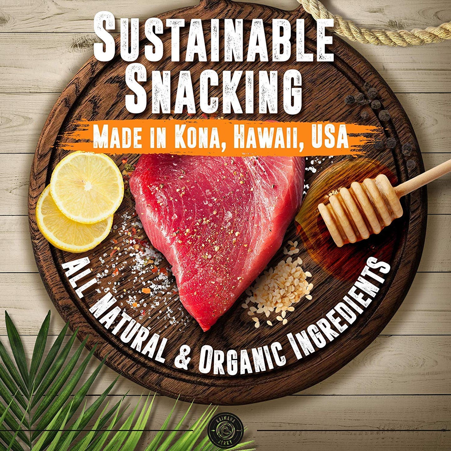 Kaimana Jerky Wild-Caught Ahi Tuna Jerky, Peppered, 2oz, All-Natural, High in Protein, Rich in Omega-3s