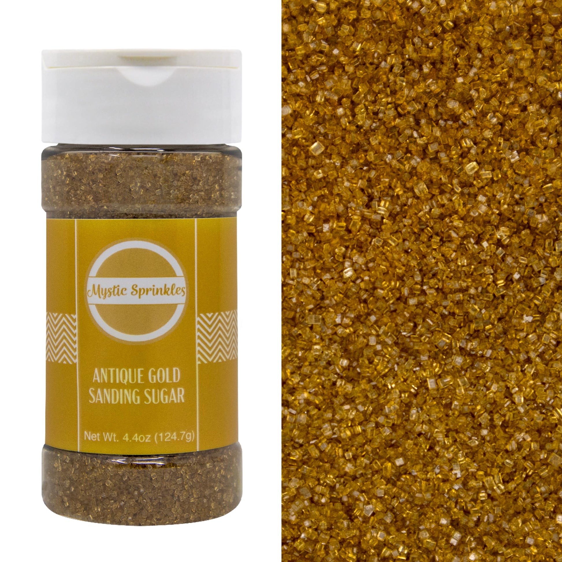 Mystic Sprinkles Sanding Sugar 4oz Bottles (Antique Gold Sanding Sugar 4.4oz)