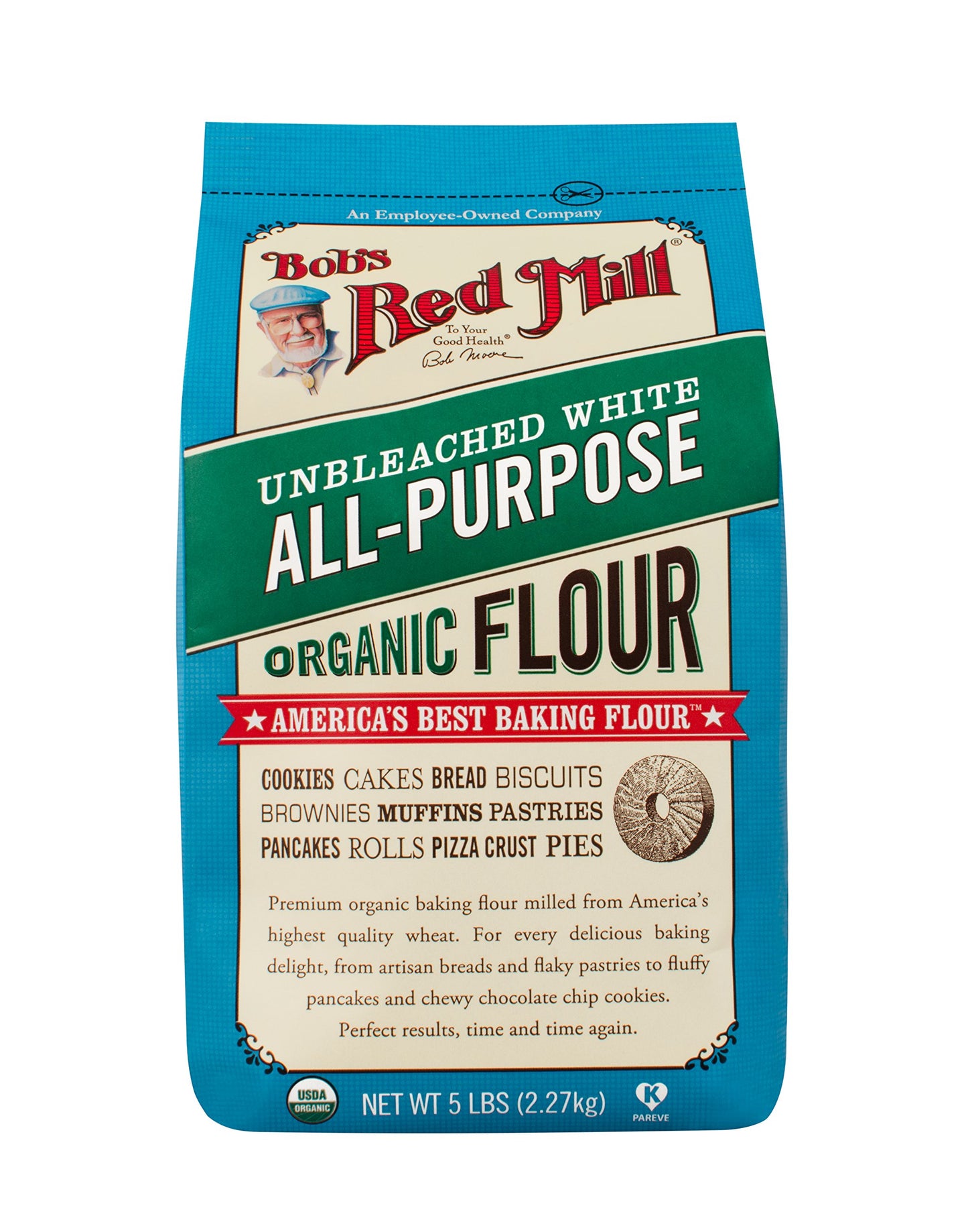 Bobs Red Mill, Flour Unbleached White All Purpose Organic, 80 Ounce
