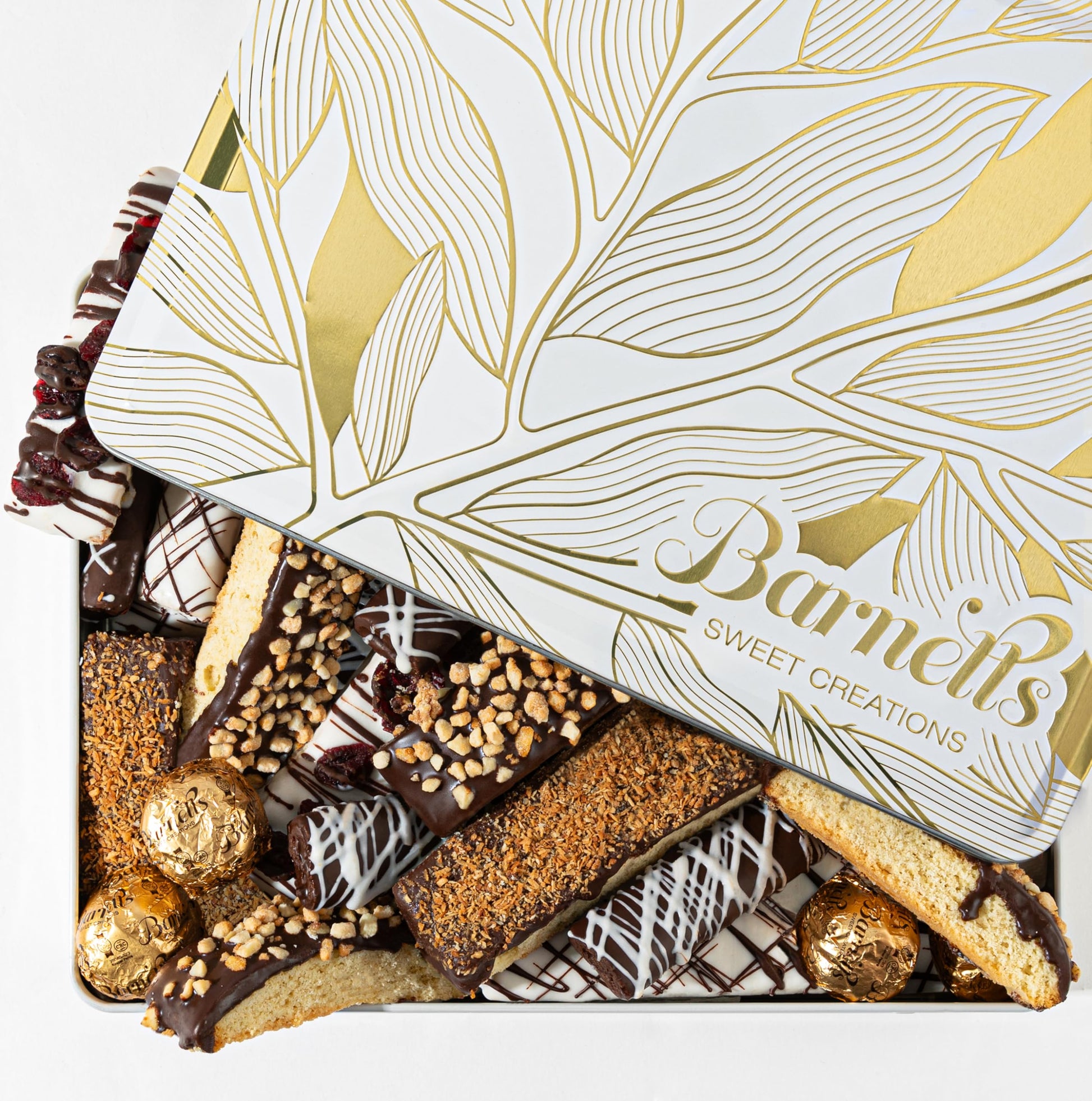 Cookie Gift Basket Tin With Biscotti Cookies & Chocolate Truffles, Prime Gifts For Food Delivery Ideas For Women Men Grandma Gra