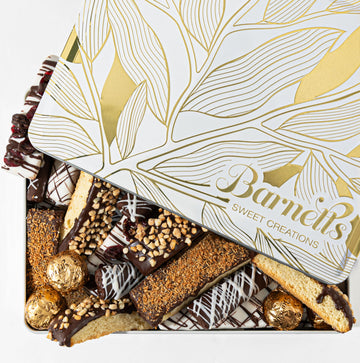 Cookie Gift Basket Tin With Biscotti Cookies & Chocolate Truffles, Prime Gifts For Food Delivery Ideas For Women Men Grandma Gra