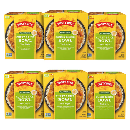 Tasty Bite Thai Style Curry & Rice Bowl, 8.8 Ounce, Pack of 6, Ready to Eat Microwaveable, Vegetarian, Gluten Free