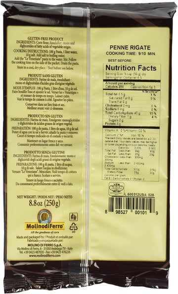 Le Veneziane - Italian Penne Rigate Pasta [Gluten-Free], (4)- 8.8 Oz. Pkgs