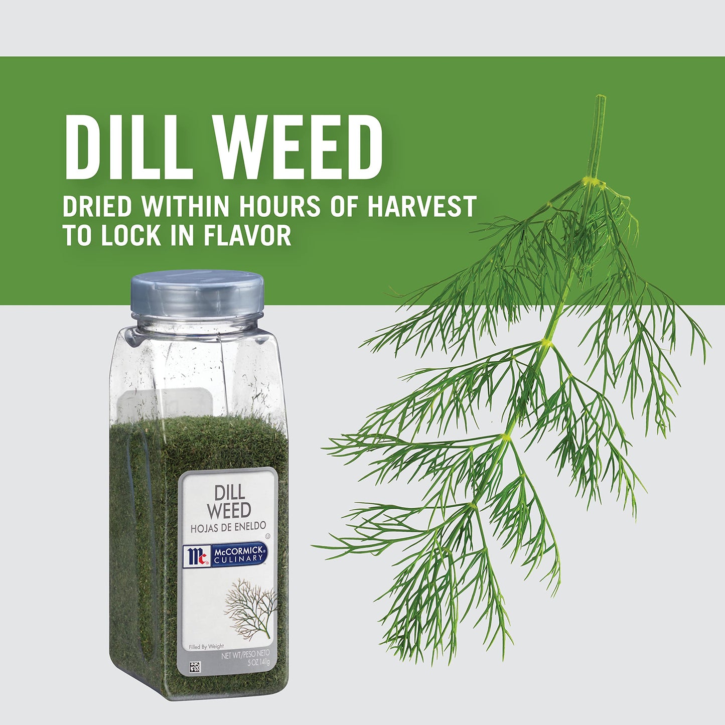 McCormick Culinary Dill   Seasoning, 5 Ounce Container, Ideal for Dips, Soups, Seafood, and Stuffings