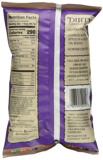 Dirty Salt & Vinegar Potato Chips, Kosher, Gluten Free, 2 Ounces (Pack Of 25)