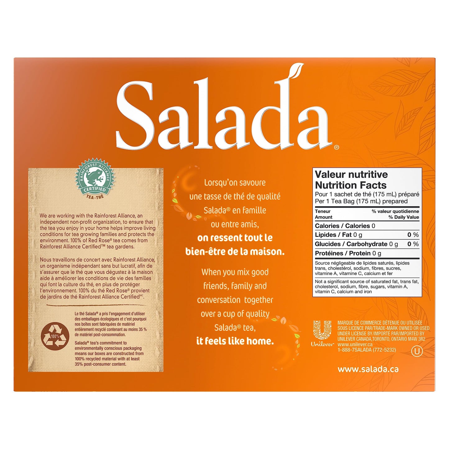 Salada Orange Pekoe Tea 72Ct Tea Bags, (Imported From Canada)