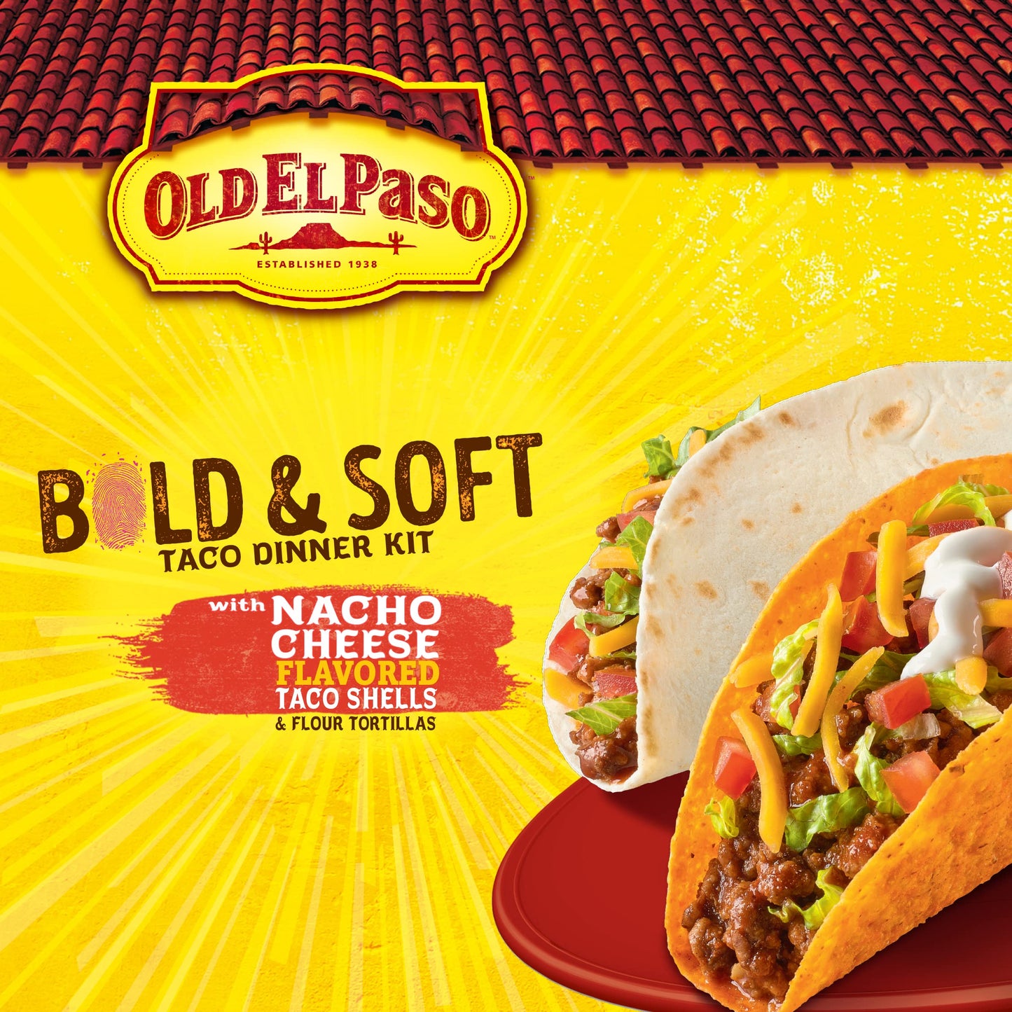 Old El Paso Nacho Cheese Bold & Soft Tortilla Taco Dinner Kit, 12 Ct., 12.6 Oz.