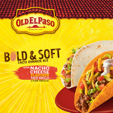 Old El Paso Nacho Cheese Bold & Soft Tortilla Taco Dinner Kit, 12 Ct., 12.6 Oz.