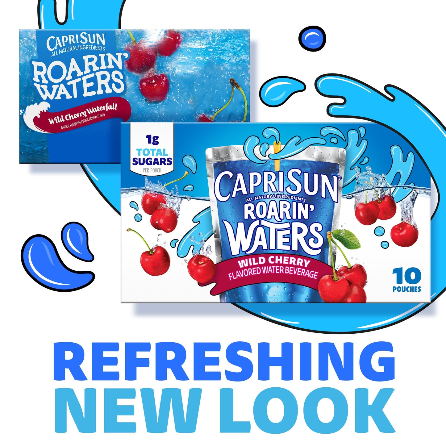 Capri Sun Roarin  Waters Wild Cherry Ready-to-Drink Juice (40 Pouches, 4 Boxes of 10) (Pack of 2)