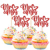 36 PCS Mr & Mrs Cupcake Toppers with Love Heart Glitter Bridal Shower Cupcake Picks Cake Picks for Wedding Engagement Birthday P