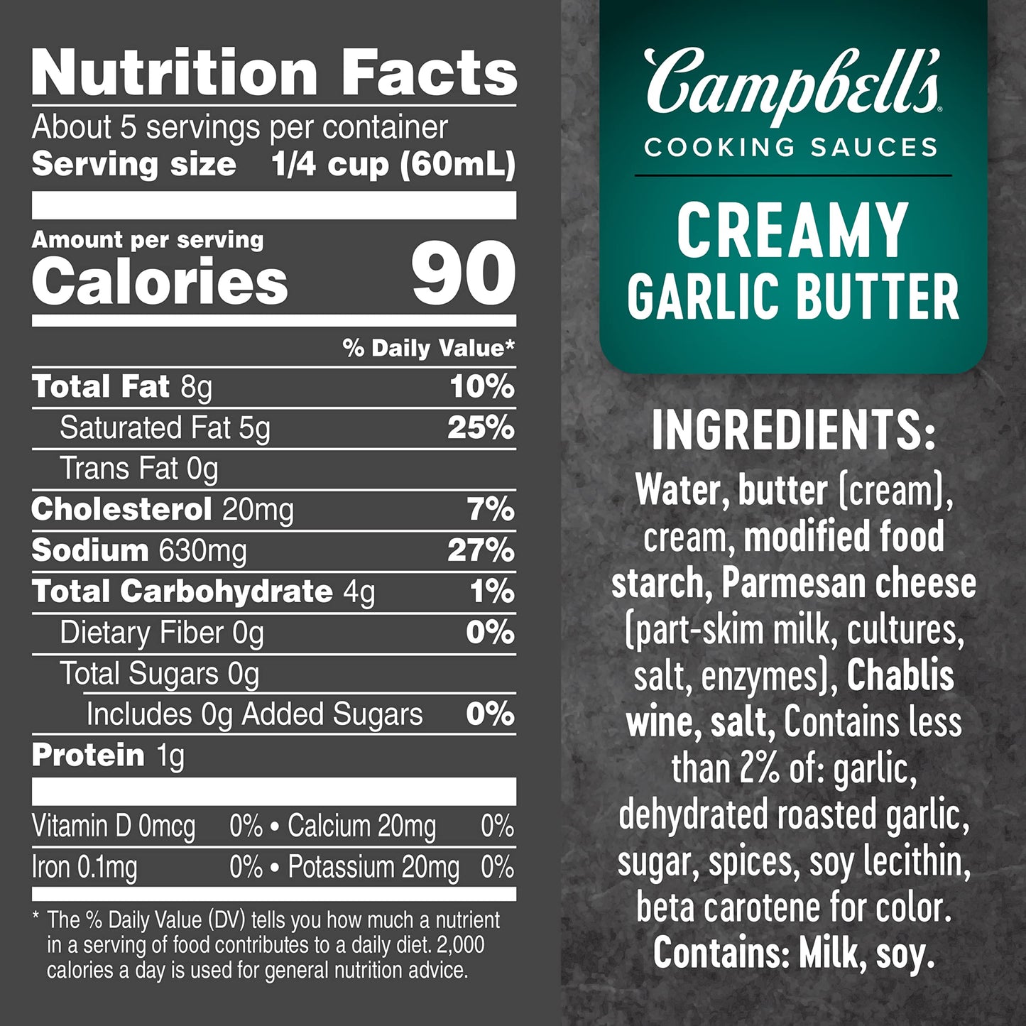 Campbell's Cooking Sauces, Creamy Garlic Butter Sauce, 12 Oz Pouch (Pack of 6)