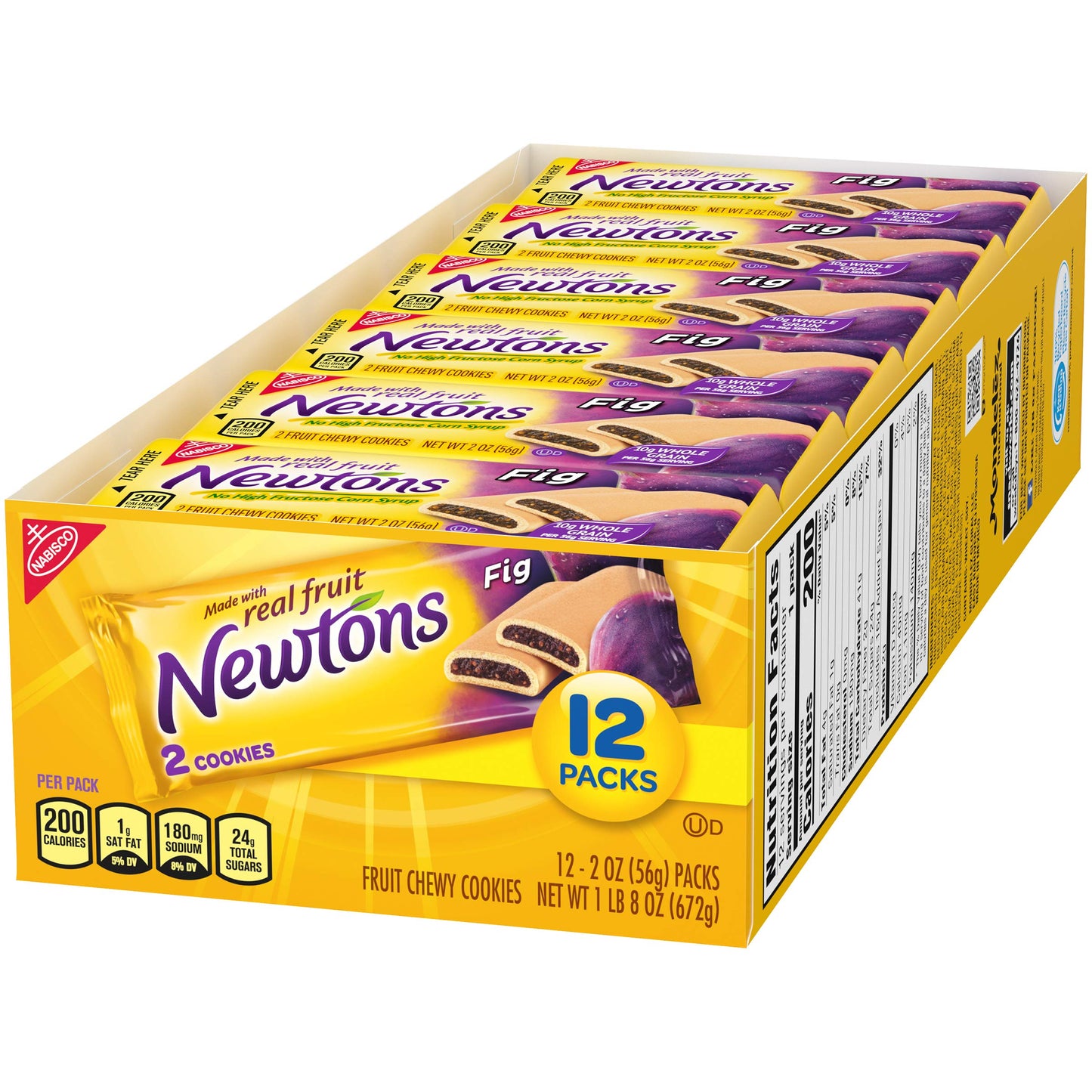 Newtons Soft & Fruit Chewy Cookies, (2 Cookies Per Pack) Fig, 24 Oz (Pack Of 12)