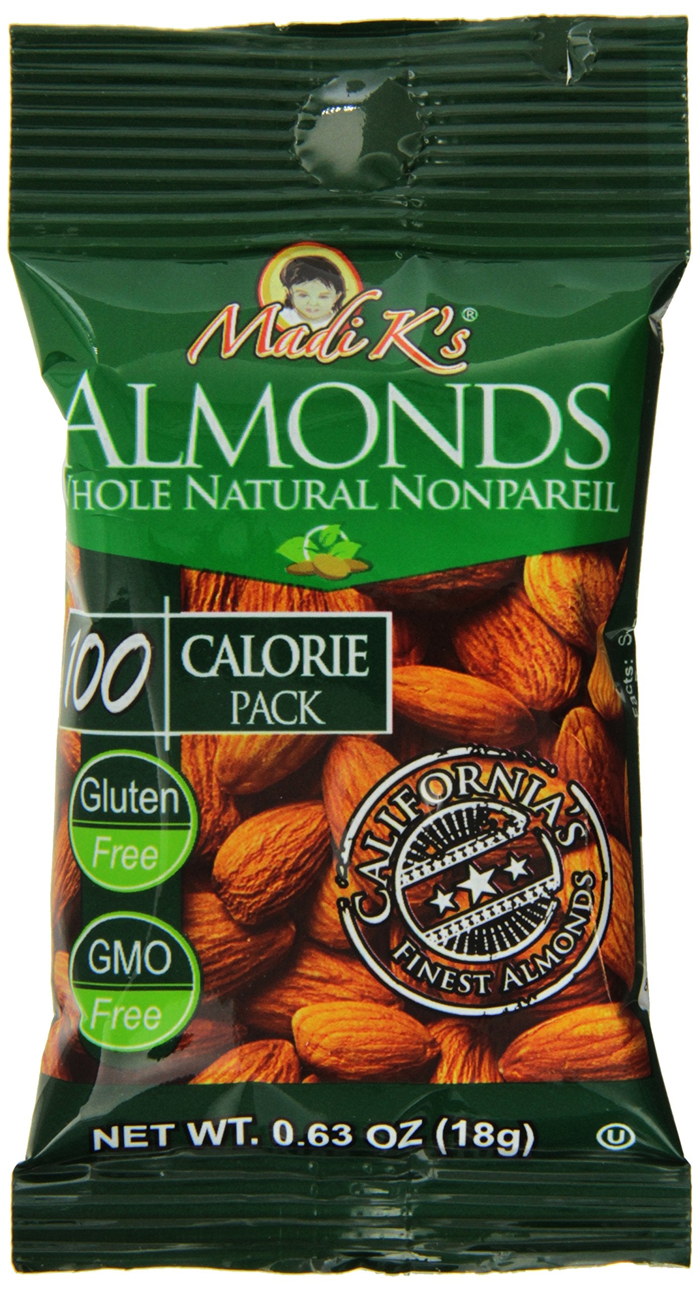 Madi K'S Almonds, Whole Natural Nonpareil, 31 Count (Pack Of 31)