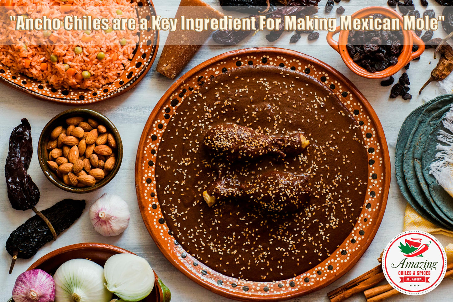 Amazing Chiles & Spices Dried Ancho Chiles Peppers, Mild to Medium Heat, Sweet & Smoky Flavor, 10 oz Air Tight Resealable Bag