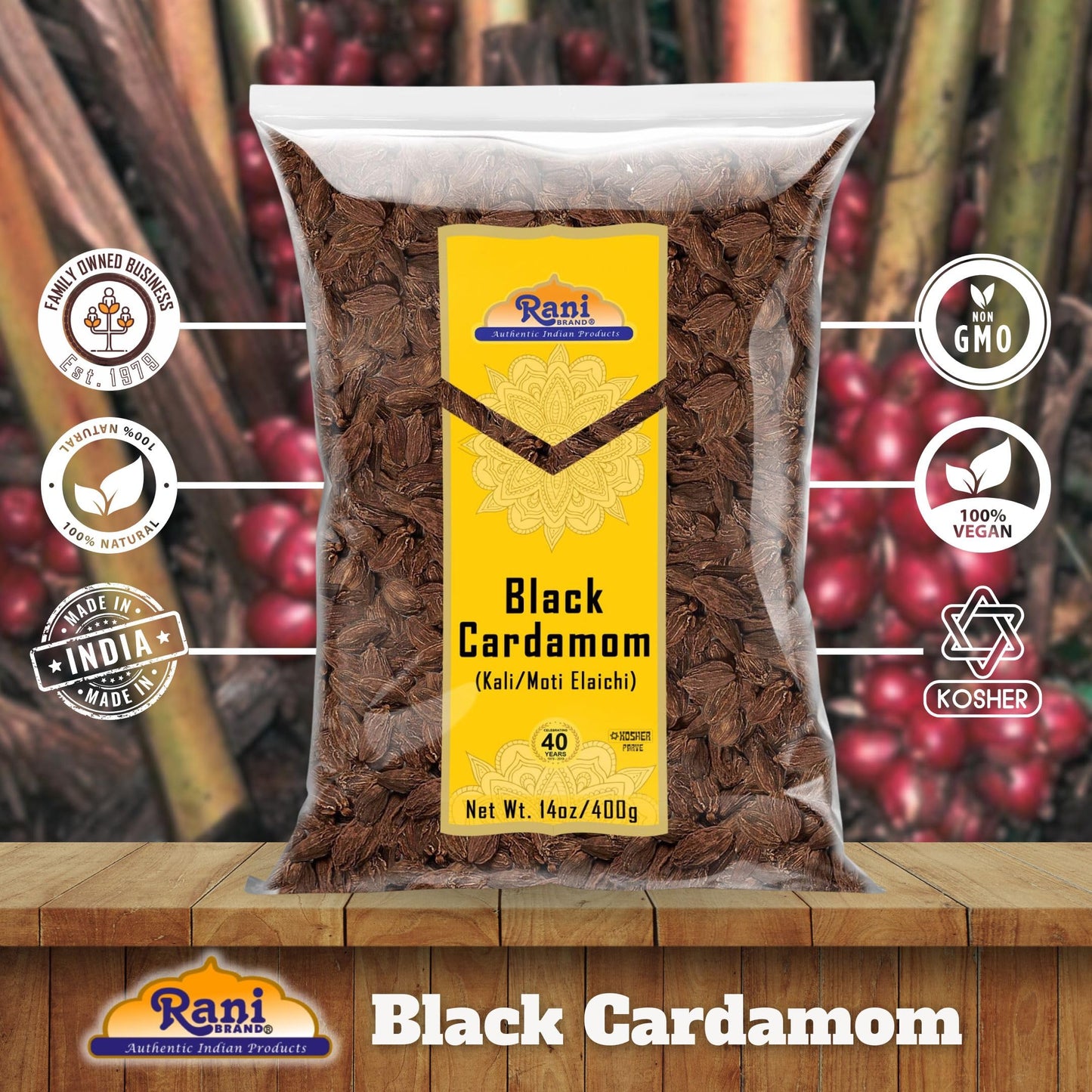 Rani Black Cardamom Pods Whole Indian Spice 14oz | All Natural, Vegan, Gluten Friendly, NON-GMO