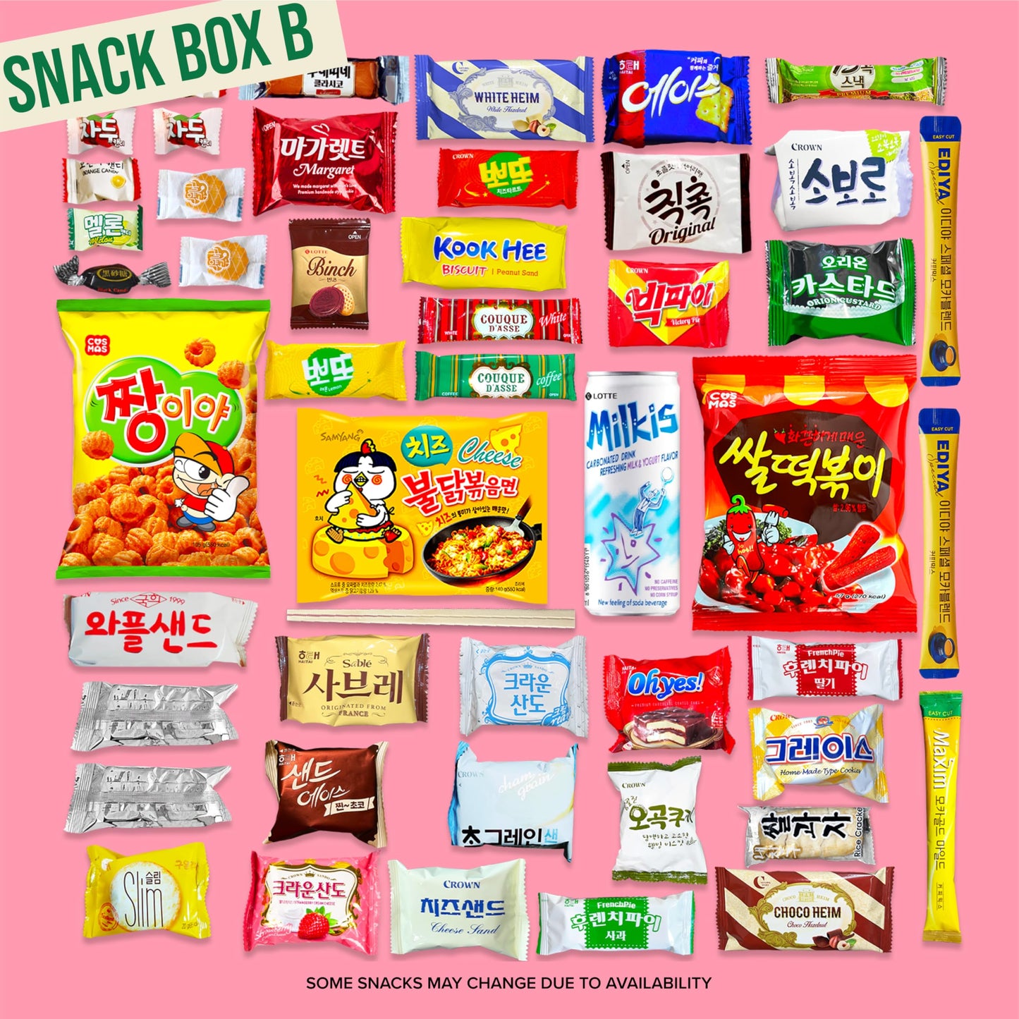 Seconde Nature Korean Snack Box 48 Count - Variety of Chips, Cookies, Ramen & Candy - Perfect Gift for K-Food Lovers